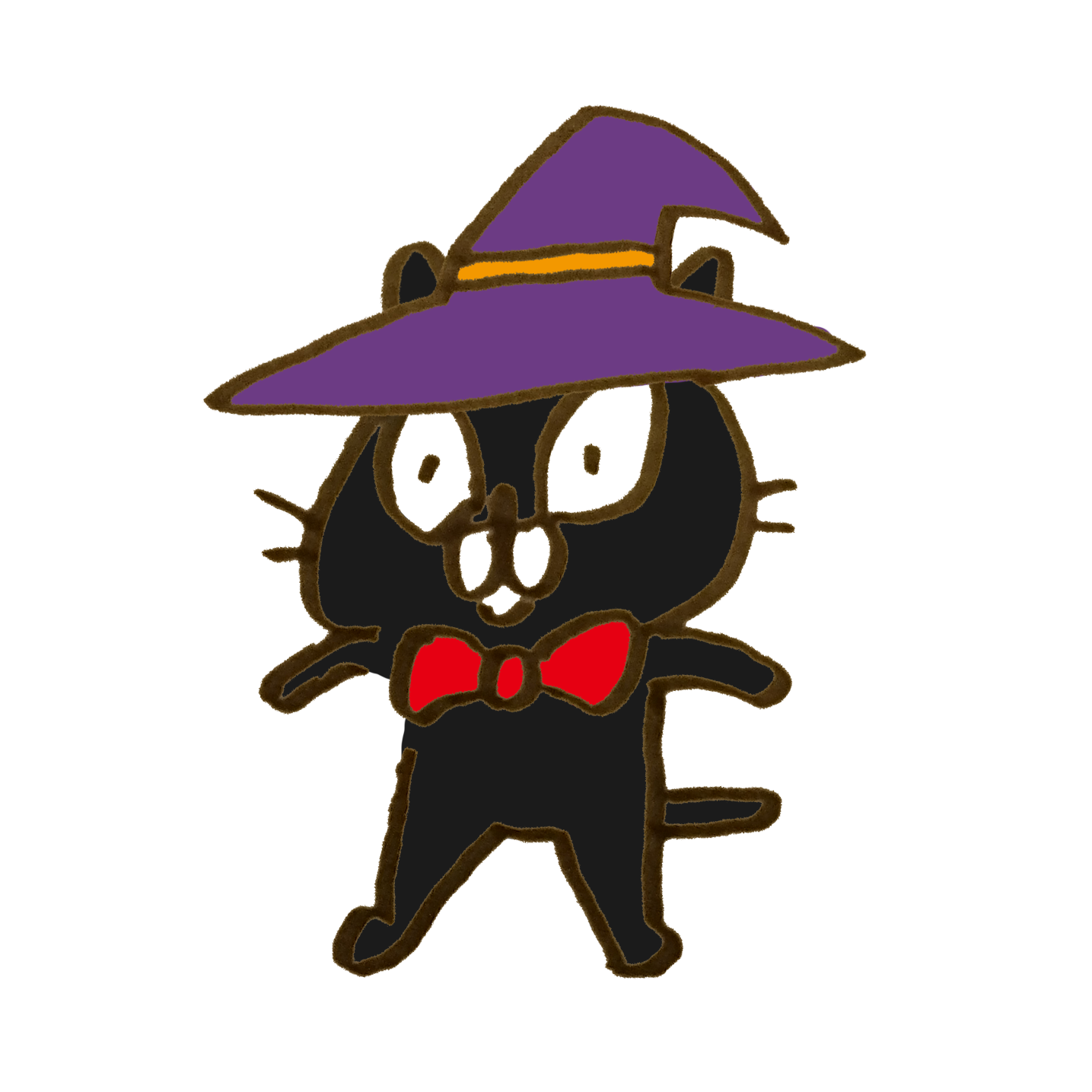 ハロウィンの帽子をかぶった黒猫のイラスト ゆるくてかわいい無料イラスト素材屋 ぴよたそ