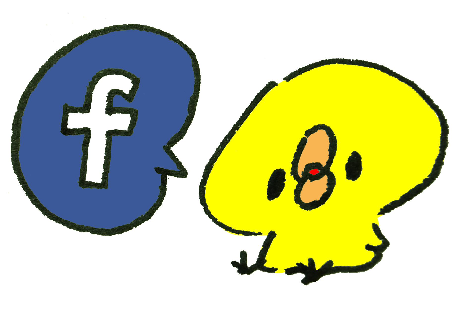 フェイスブックを示すひよこのイラスト ゆるくてかわいい無料イラスト素材屋 ぴよたそ