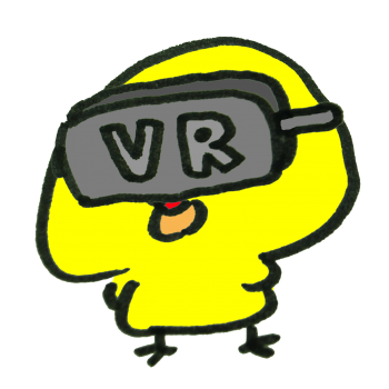 VRを体験中のひよこのイラスト