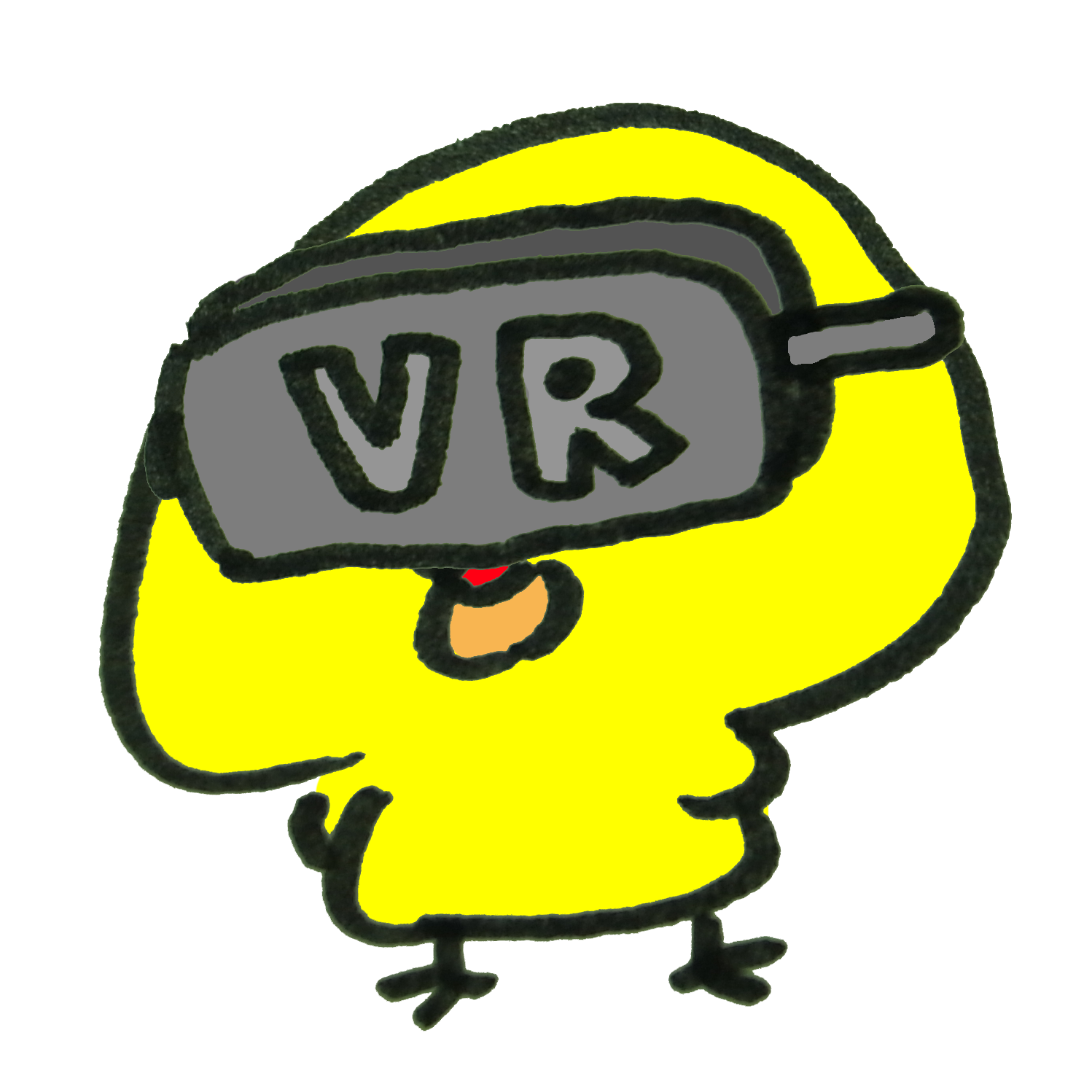 Vrを体験中のひよこのイラスト ゆるくてかわいい無料イラスト素材屋