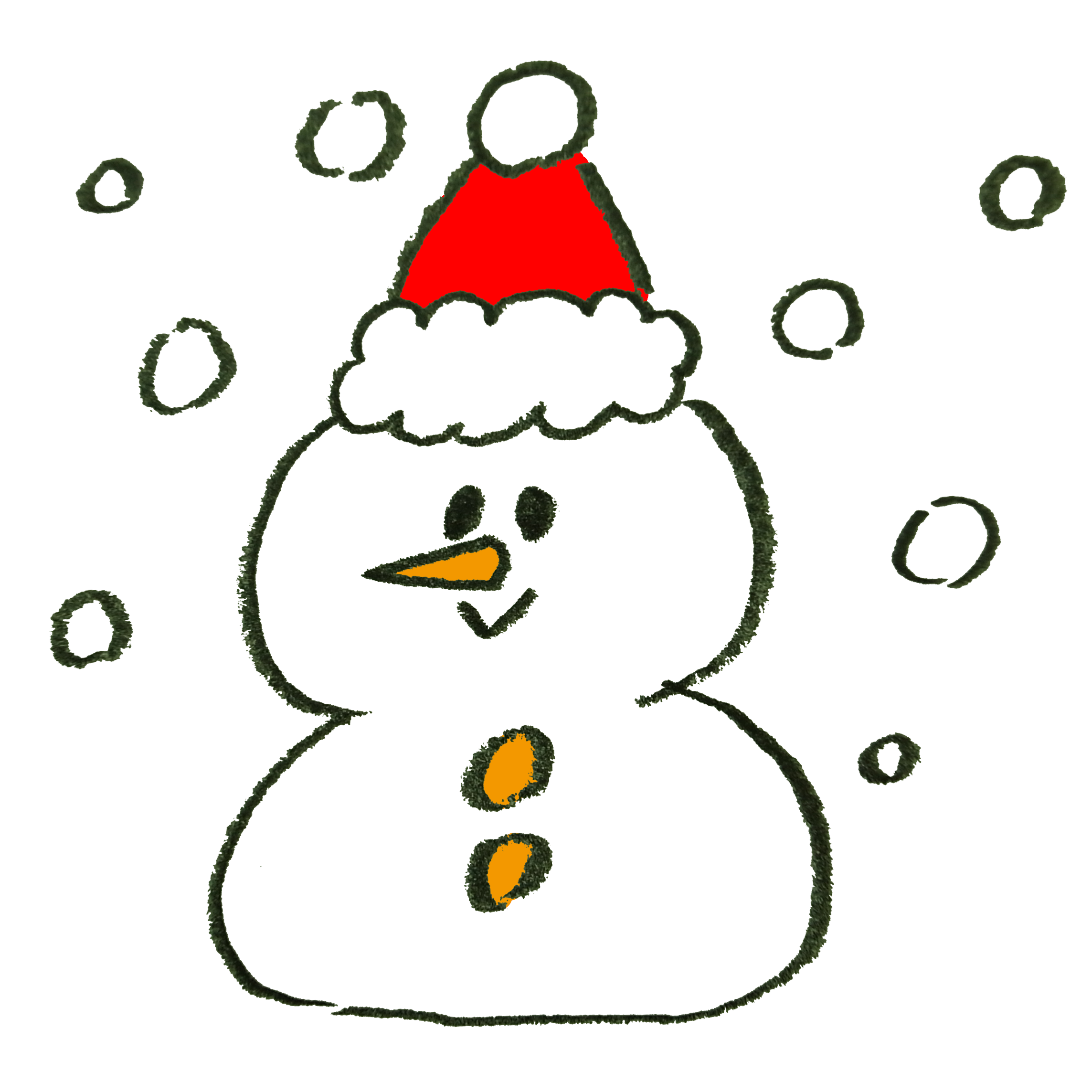 クリスマス帽をかぶった雪だるまのイラスト ゆるくてかわいい無料