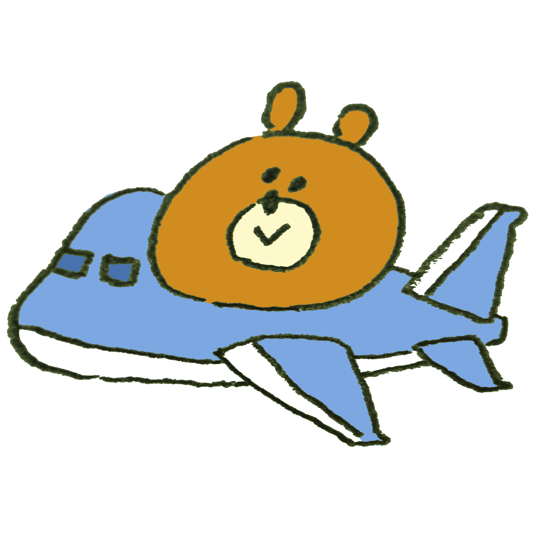 飛行機で旅行に行く熊のイラスト ゆるくてかわいい無料イラスト アイコン素材屋 ぴよたそ