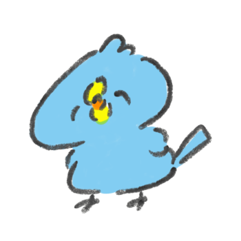 ニコニコ笑顔の青い鳥のイラスト