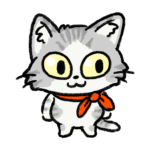 スカーフを巻いた灰色の猫