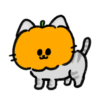 おばけかぼちゃをかぶった猫のイラスト
