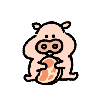 豚肉を抱える豚のイラスト