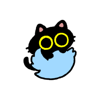 Twitterっぽいアイコンに乗る黒猫のイラスト