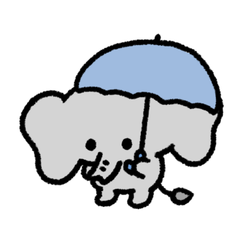 傘をさす象のイラスト