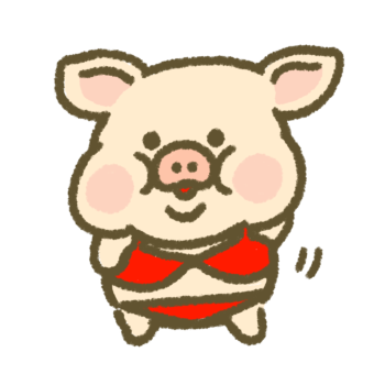 ビキニを着てポーズを決める子豚のイラスト