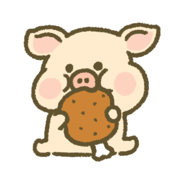 肉を食べる子豚のイラスト
